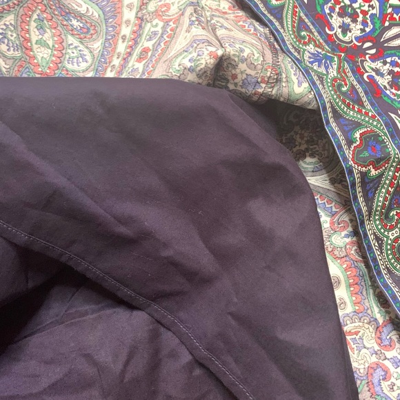 Talbots High Waist Damask Paisley Hem Pleated Aline Skirt 16 P Navy - Picture 4 of 13